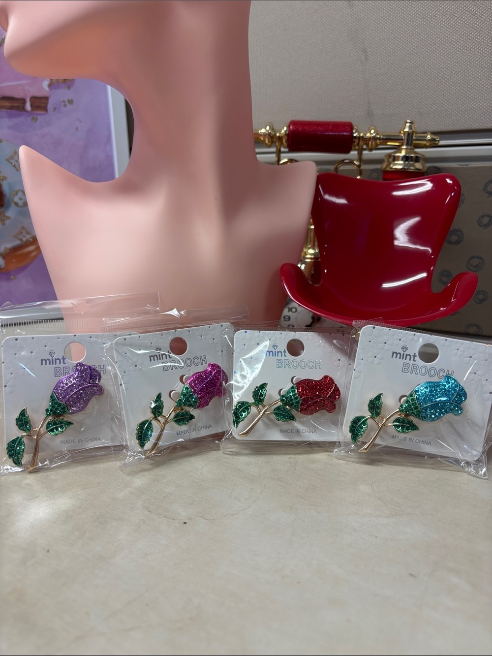 Glitter Rose Brooch 🆕 Pick 1